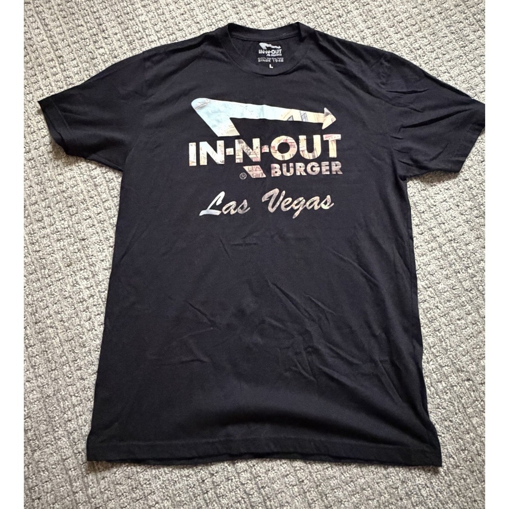 In N Out Burger Las Vegas Classic Food Shirt Adult larg Black Mens USA Fast Crew